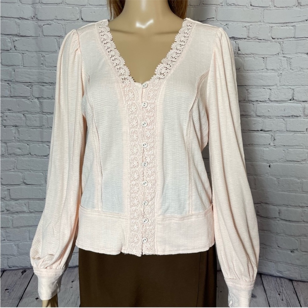 American Rag Cream Lace Detail Top